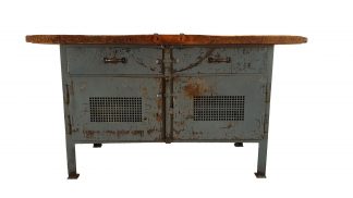 Graue Vintage Werkbank aus Stahl und Holz